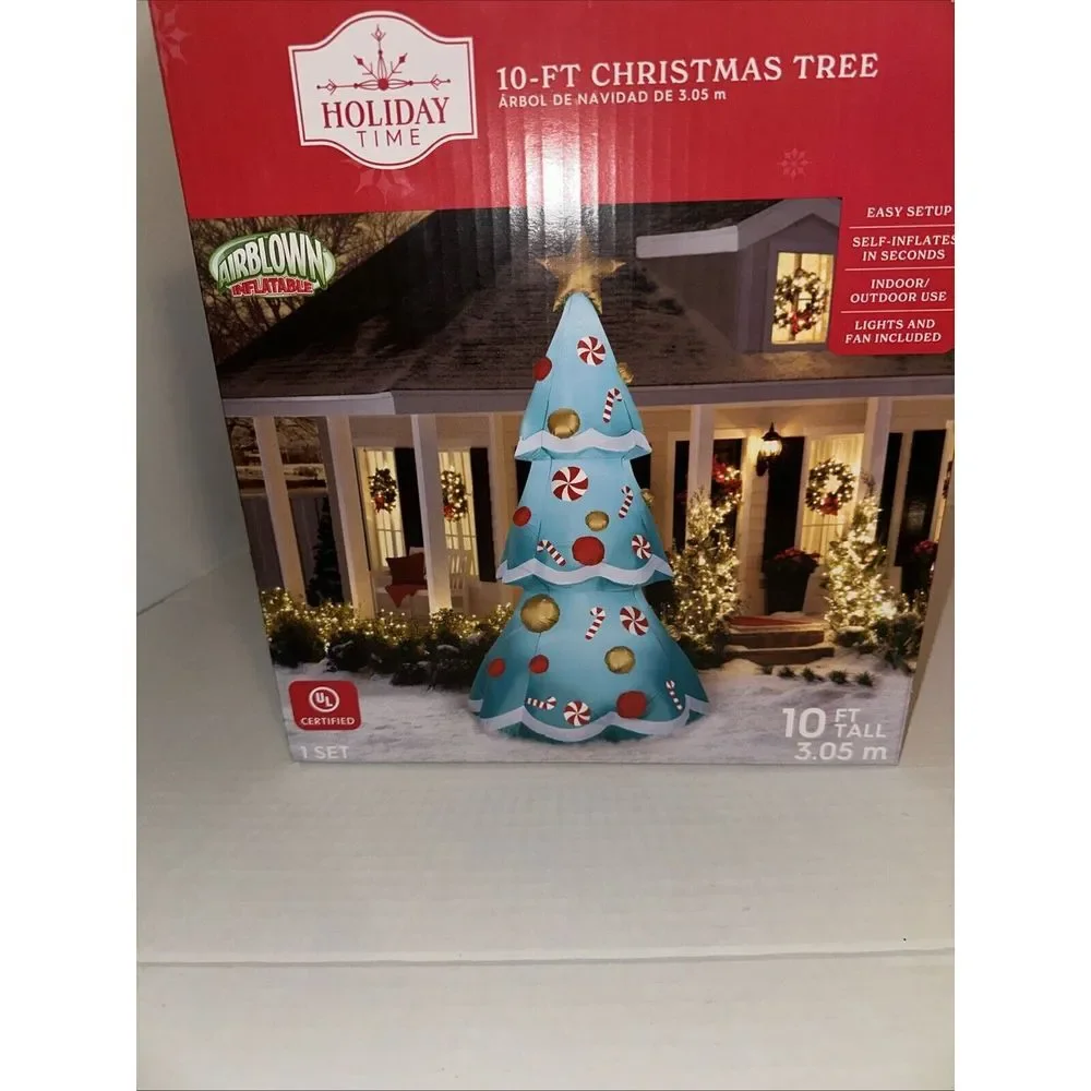Holiday Time Inflatable Christmas Tree Airblown Lighted Yard Inflatable 10' Tall